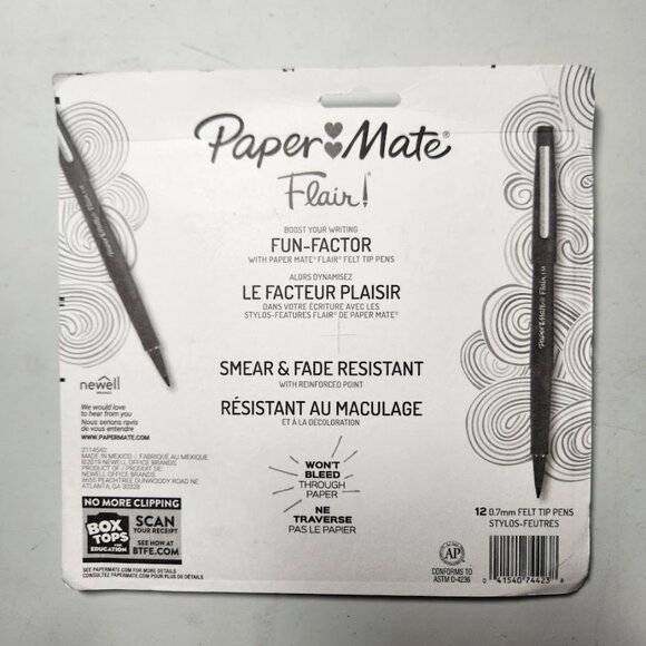 Paper Mate Flair Felt Tip Pens Medium Point (0.7mm) 12 count Markers New Ink col - Picture 8 of 12
